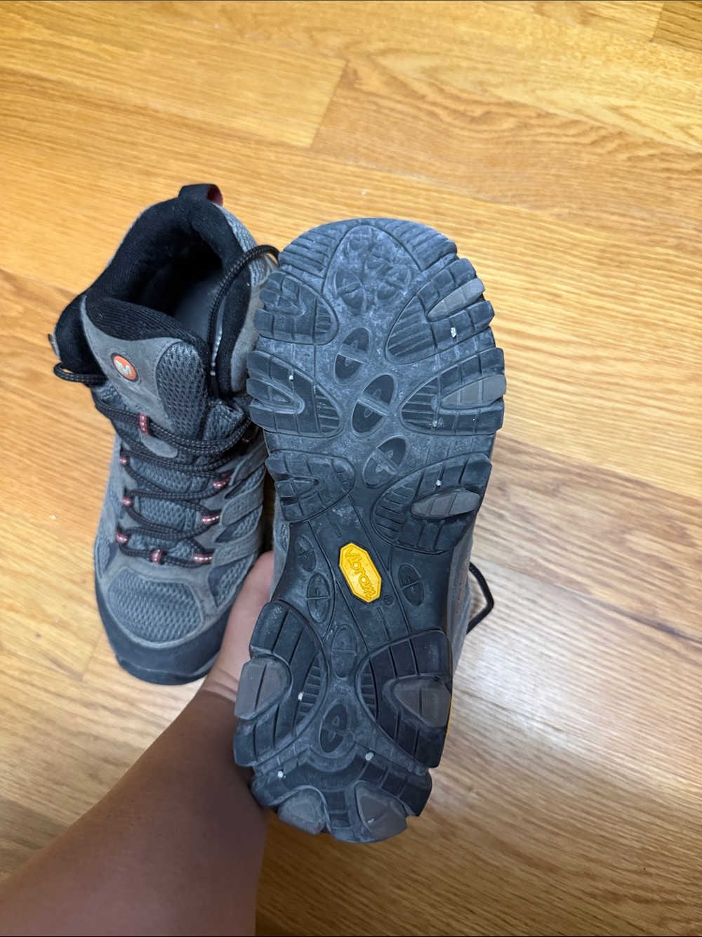 Merrell Grey Hiking Boots with Subtle Red Accents - Picture 5 of 5
